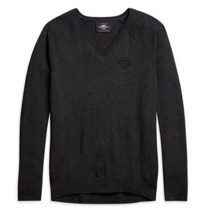 Harley Davidson grey pullover v-neck wool blend minimalist sweater